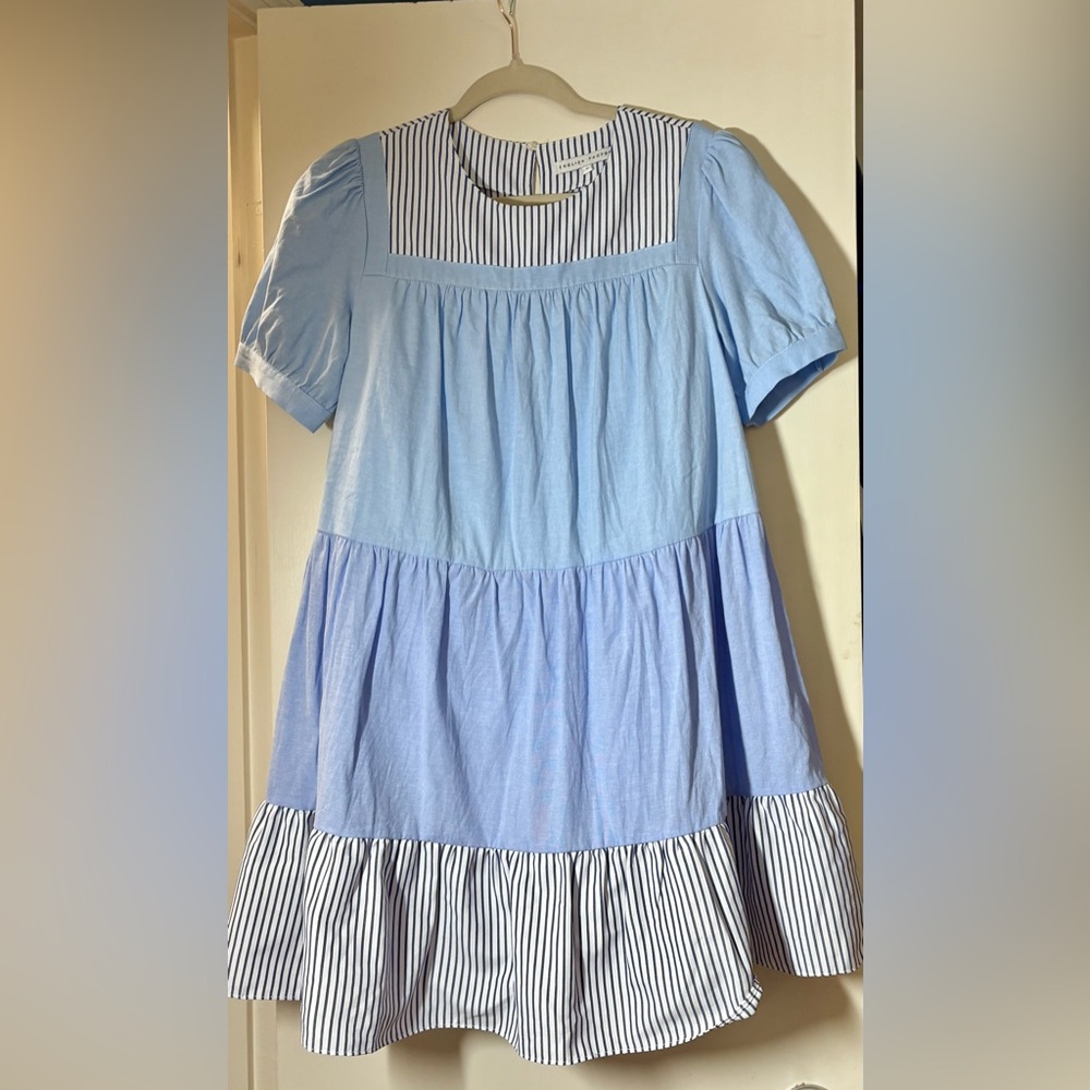 English Factory Navy and White Striped Dress